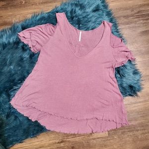 Purple Free People Bittersweet Cold Shoulder Top